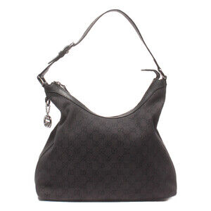 Gucci Black GG Canvas Leather Hobo Bag